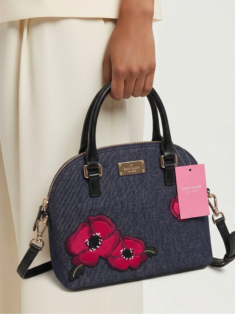 kate spade Grove Street Carli Poppy Denim Satchel Crossbody
